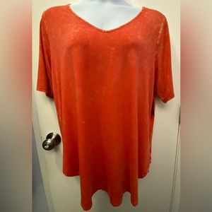 Torrid Super Soft Knits Cranberry Orange V-Neck Tunic Tee Size 3X